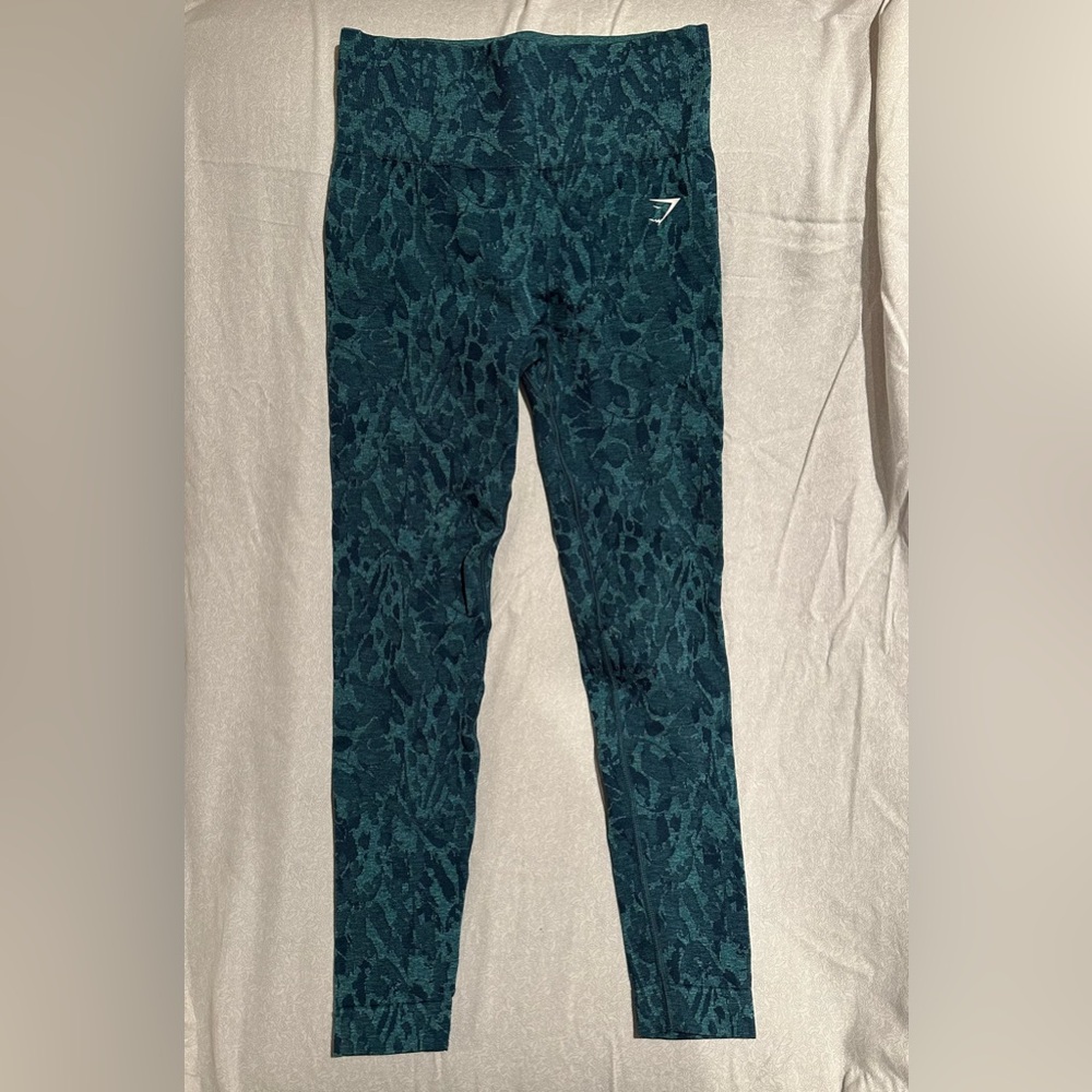 Gymshark Dark Teal Patterned workout leggings